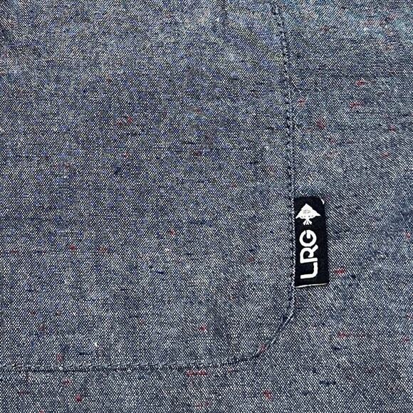 LRG Shirt Mens 3XL Blue Chambray Cotton Flecked Button Down Long Sleeve Collared - Picture 5 of 8